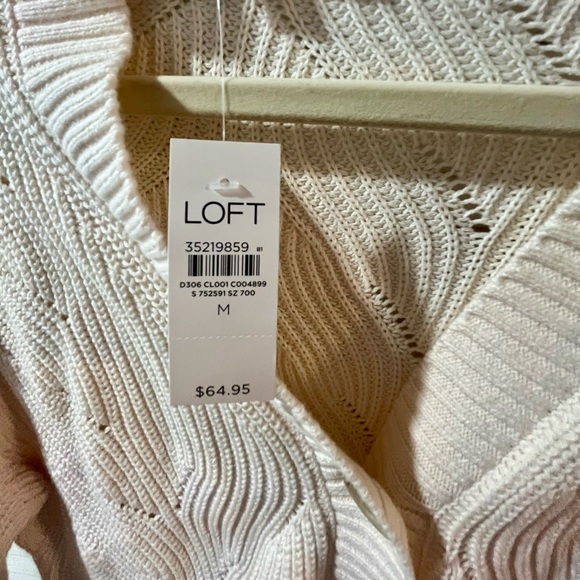Women’s Off White Loft Cardigan Size Medium NWT - Picture 2 of 3